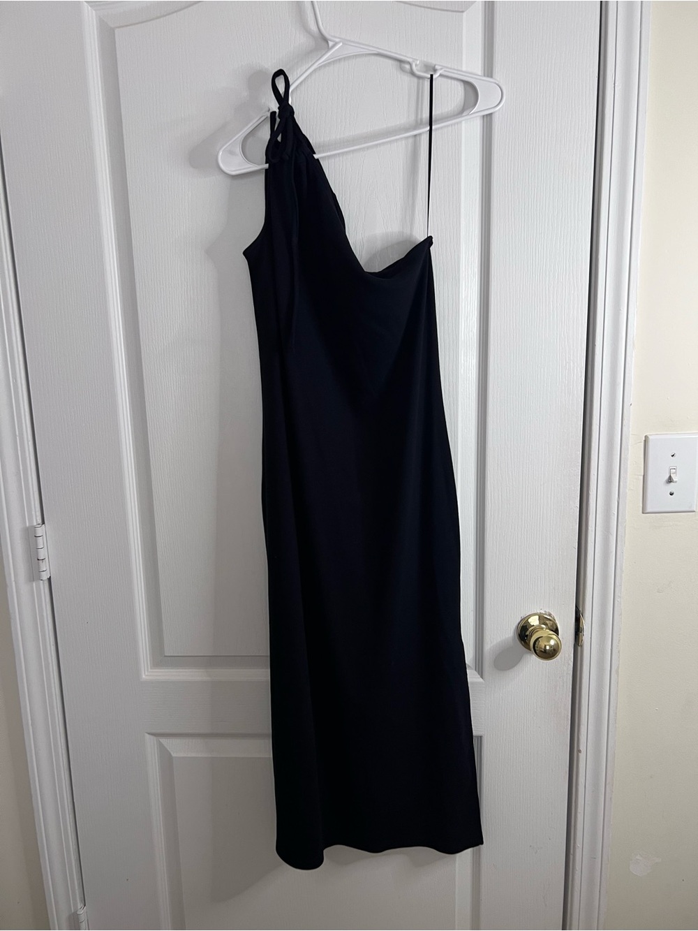 Old Navy Black One Shoulder Tie Ribbed Midi Dress size M - Picture 5 of 14